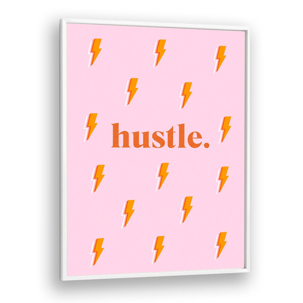 Bright pink HUSTLE, FASHION POSTERS featuring bold lightning designs, perfect for inspiring your home or office space.