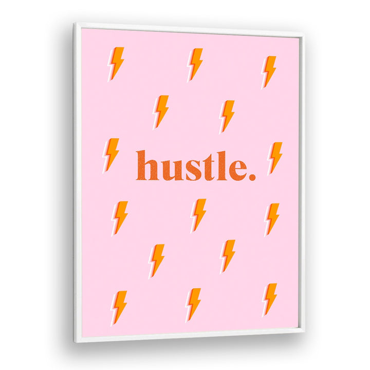 Bright pink HUSTLE, FASHION POSTERS featuring bold lightning designs, perfect for inspiring your home or office space.