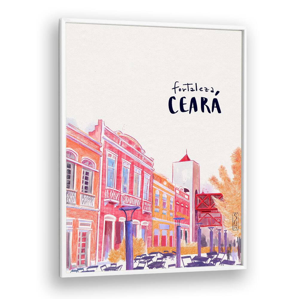 Colorful Fortaleza, Ceará travel poster showcasing vibrant architecture, perfect for decor lovers and travel enthusiasts. FORTALEZA, TRAVEL POSTERS.