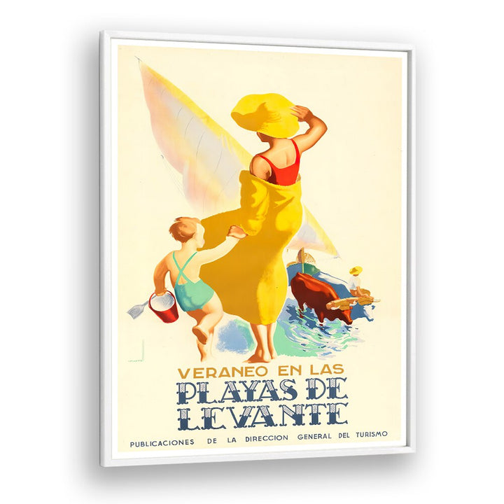 Colorful VERANEO EN LAS Vintage Travel Posters showcasing family fun at the beach, perfect for adventurous decor.