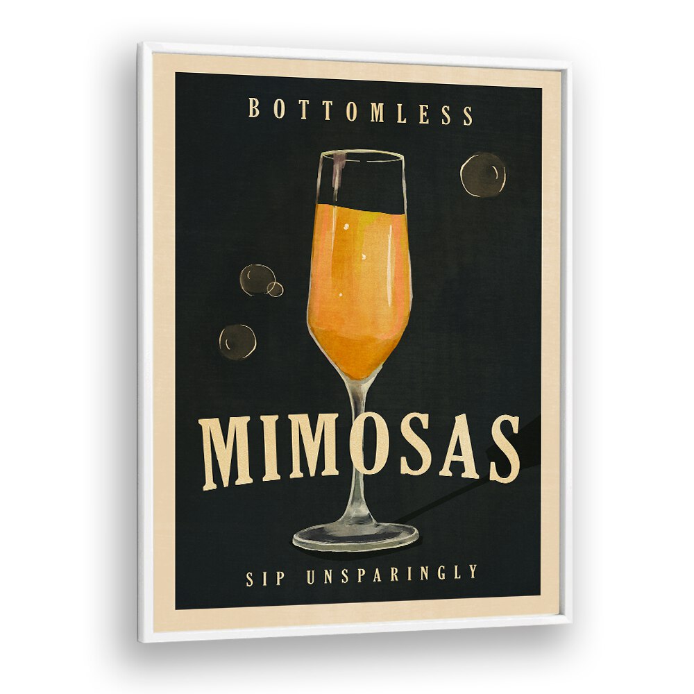 Bottomless Mimosas Cocktail Bar art adds elegance to your space, perfect for any cocktail lover's decor.