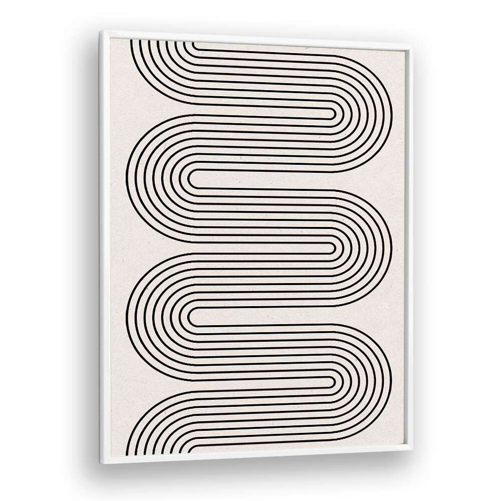 MODERN BALANCE IV, BOHO ART PAINTINGS showcases sleek black lines on a neutral background, enhancing contemporary decor.