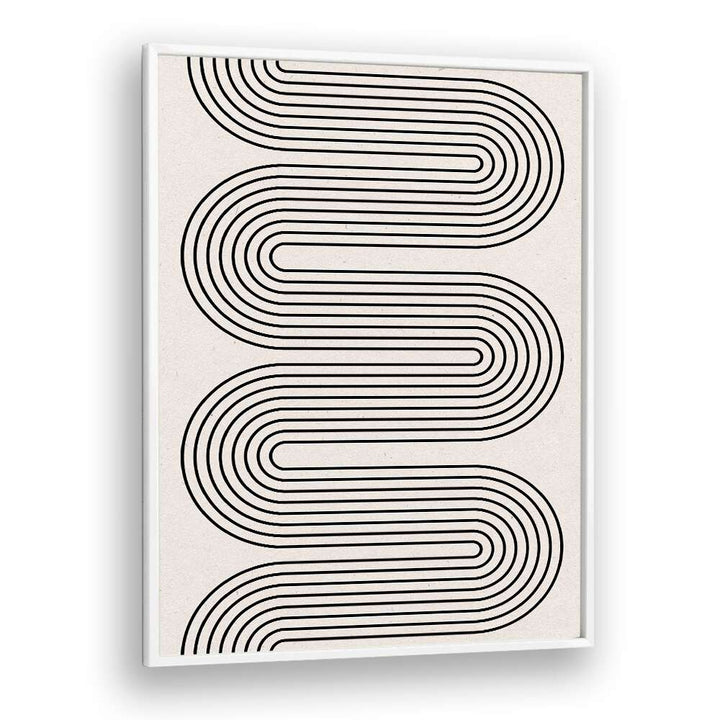 MODERN BALANCE IV, BOHO ART PAINTINGS showcases sleek black lines on a neutral background, enhancing contemporary decor.