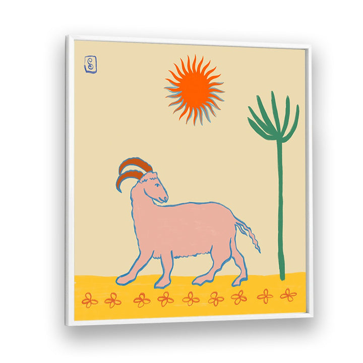 Stylish ARIES III, ZODIAC poster featuring a goat and sun, perfect for enhancing any living space.