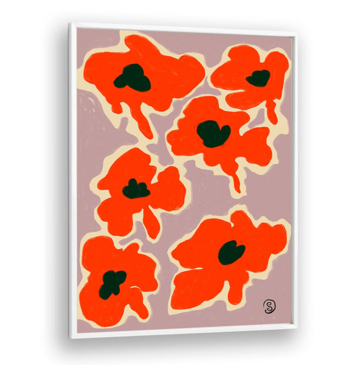 Bright red POPPY, FLORAL FLOWER PAINTINGS bring elegance and warmth to any room, perfect for transforming your space.