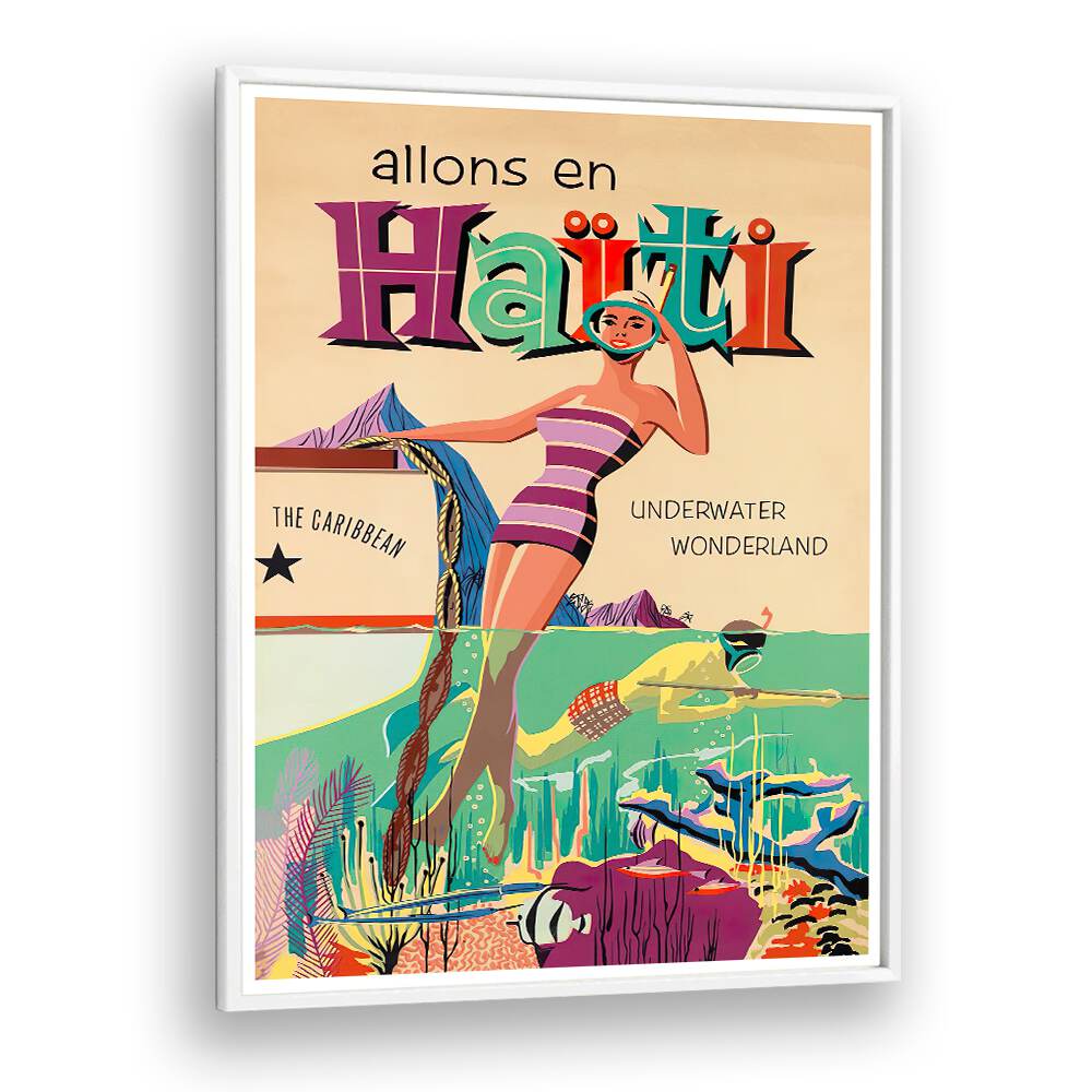 ALLONS EN HAITI, VINTAGE TRAVEL POSTERS showcase vibrant Haitian beauty and culture, perfect for any decor.