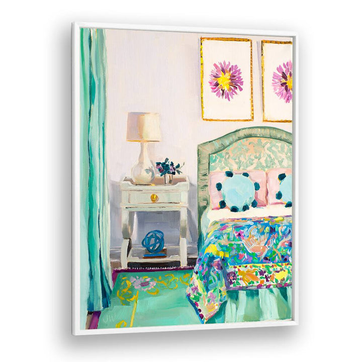 Stylish decor featuring MARY ELLEN'S BEDROOM, FASHION POSTERS, enhances the room's vibrant aesthetic and elegance.