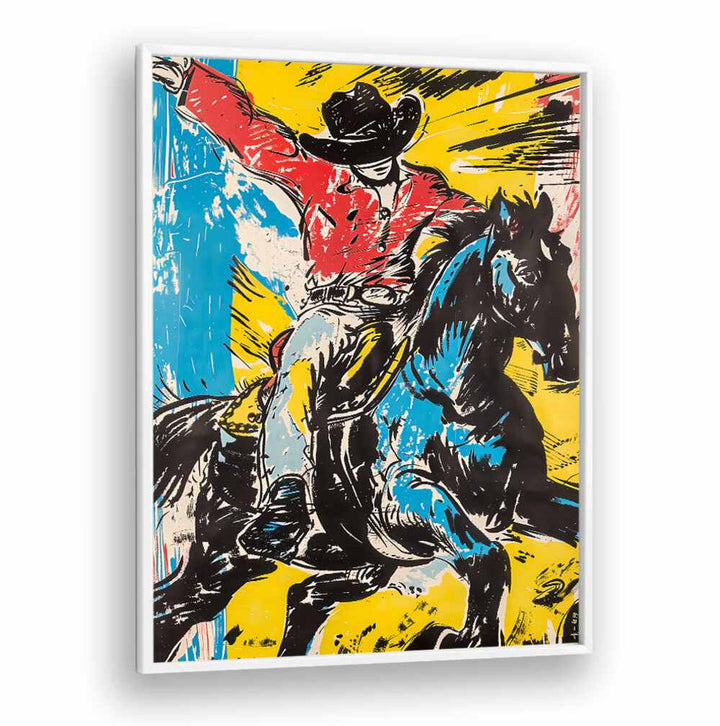 Vibrant RODEO, COWBOY artwork capturing the spirit of adventure and outdoor escapades for modern Americana enthusiasts.