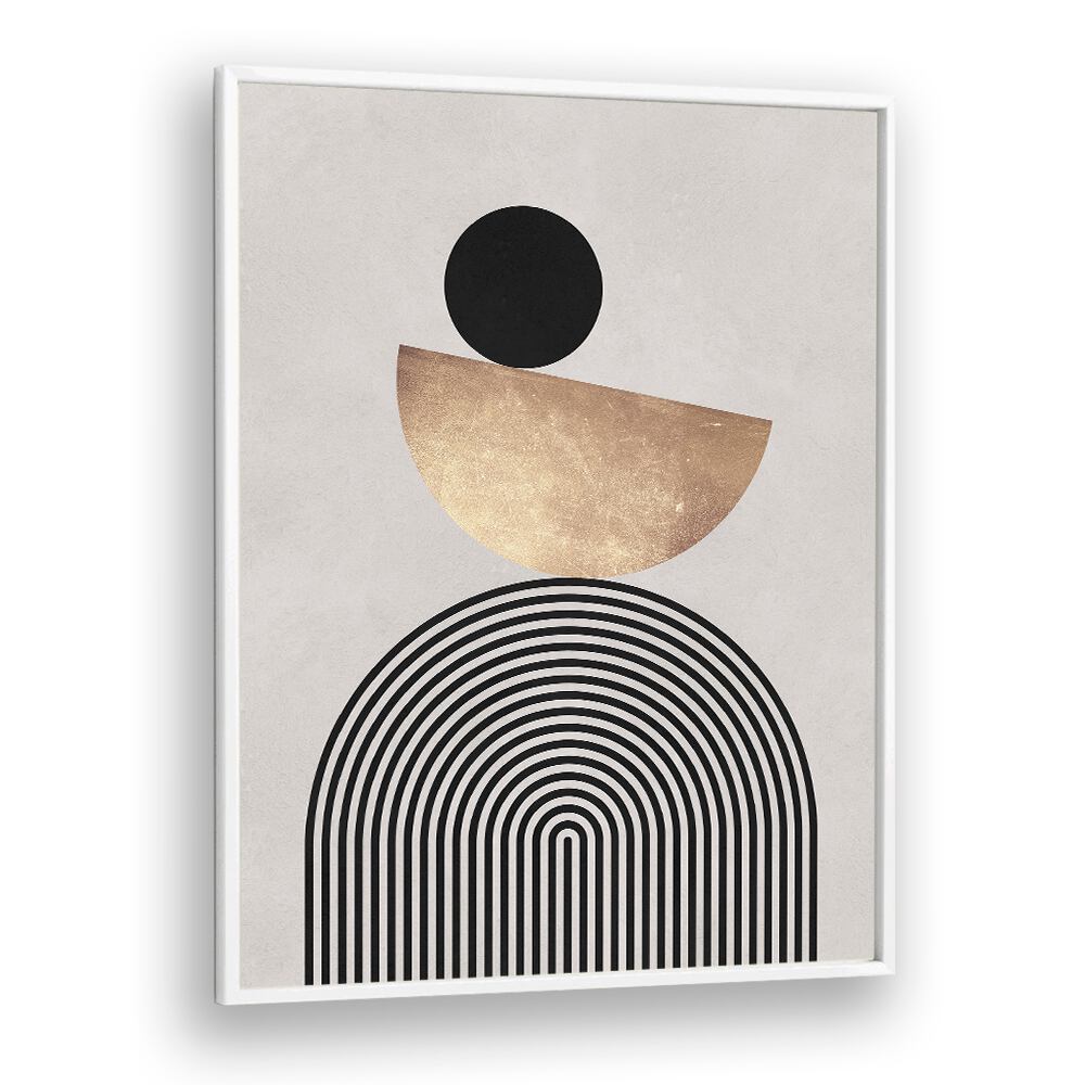 Stylish LINES AND CIRCLES XX, GEOMETRIC ART PRINTS featuring gold and black shapes for a modern decor upgrade.