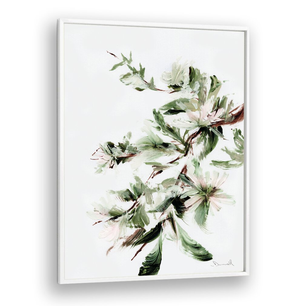 Stunning BLOOM, ABSTRACT PAINTINGS featuring soft greens and pinks, perfect for adding vibrancy to your space.