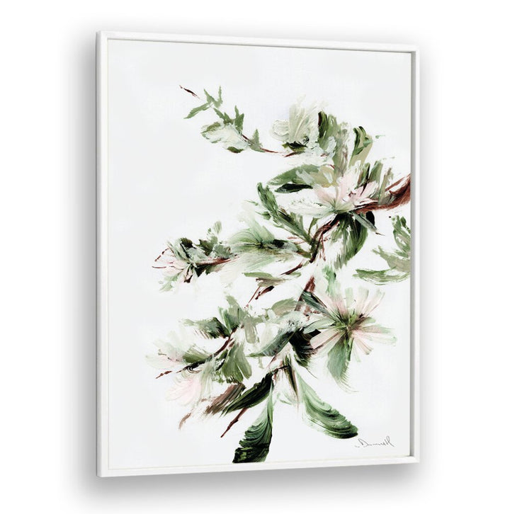 Stunning BLOOM, ABSTRACT PAINTINGS featuring soft greens and pinks, perfect for adding vibrancy to your space.