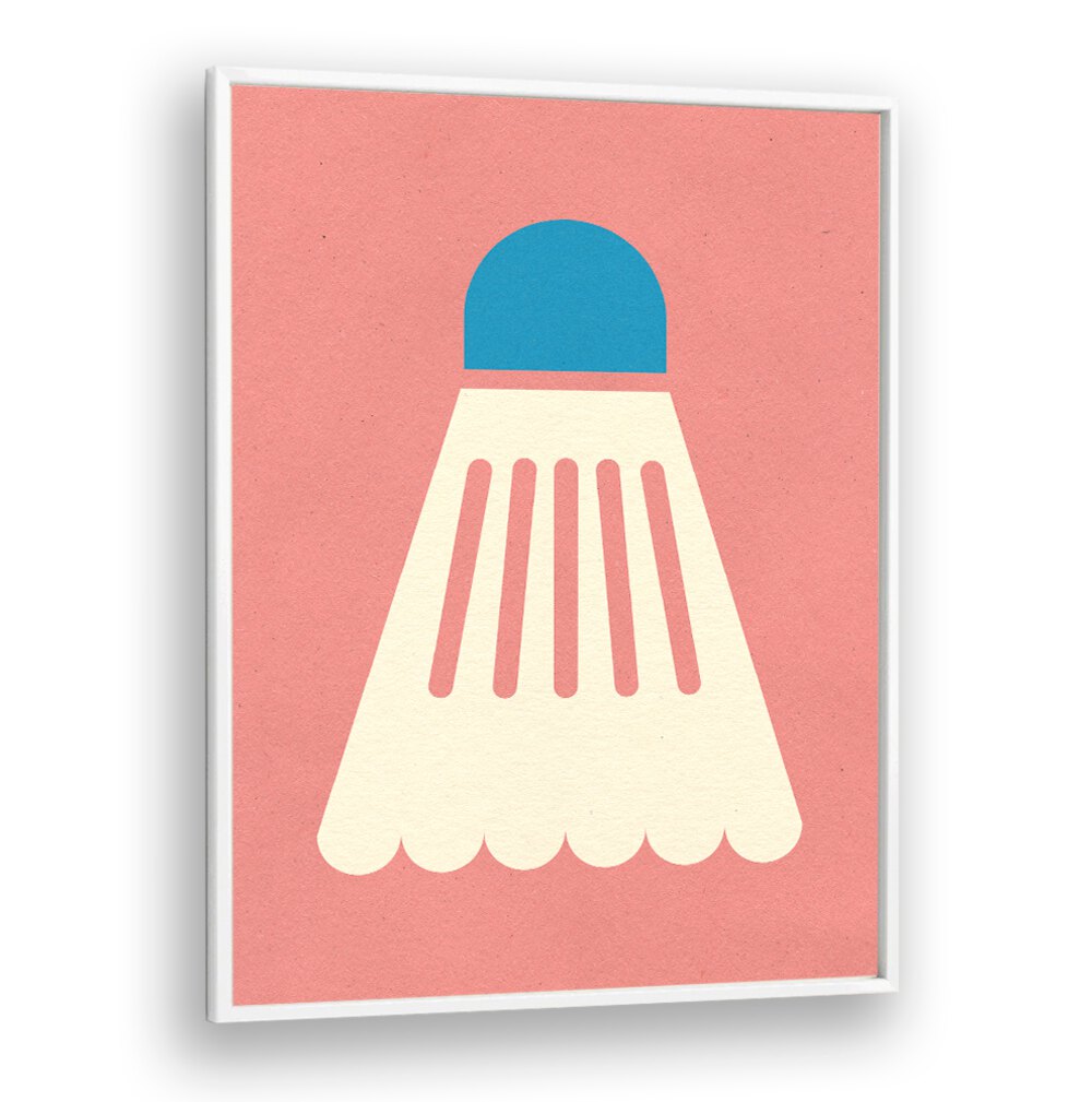 Stylish BADMINTIN WHITE BLUE SPORTS POSTERS featuring a badminton shuttlecock design, perfect for sports enthusiasts.
