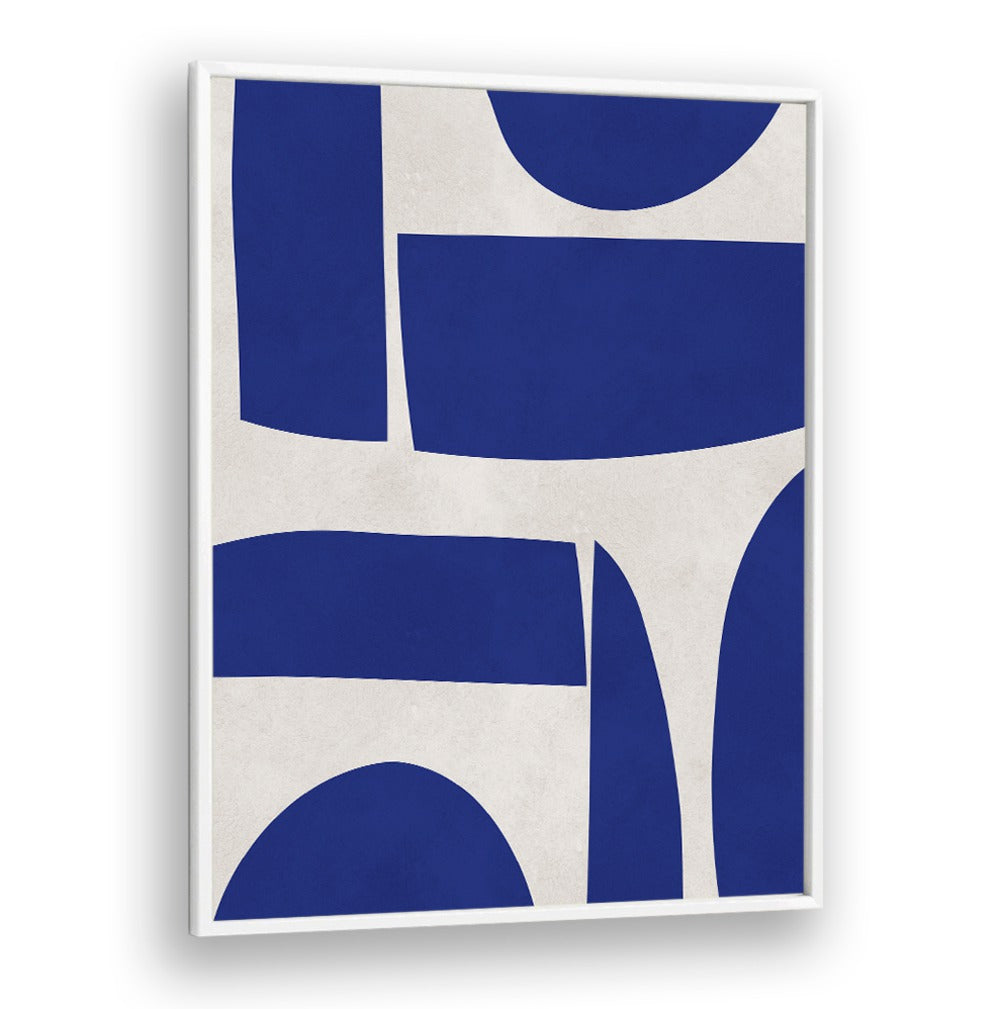 CURVED SHAPES, GEOMETRIC ART PRINTS feature modern design with elegant blue and white patterns for stylish decor.