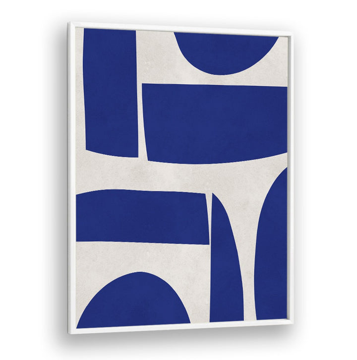 CURVED SHAPES, GEOMETRIC ART PRINTS feature modern design with elegant blue and white patterns for stylish decor.