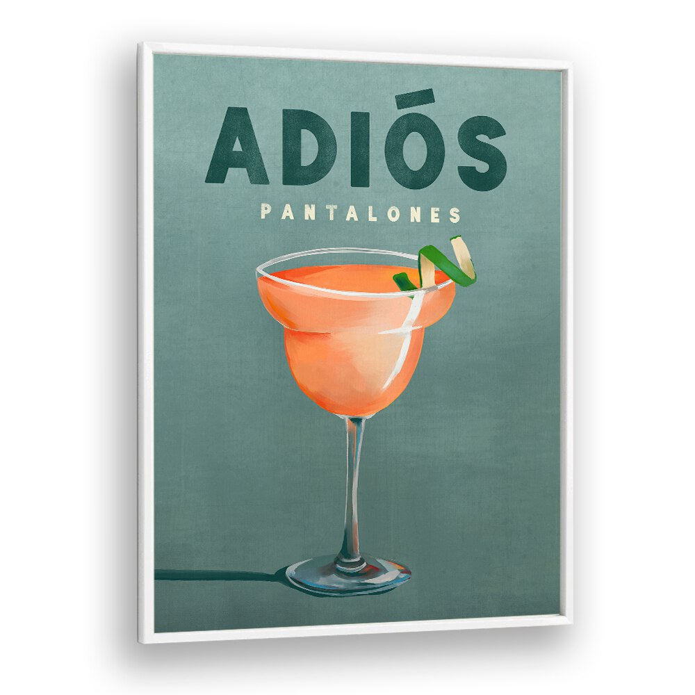 Stylish PANTALONES, BAR poster featuring a vibrant cocktail, perfect for enhancing your bar or lounge decor.