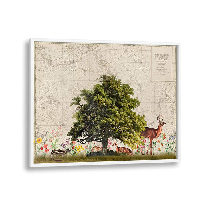 Serene woodland scene featuring wildlife in NORDIC WOODS II, ANIMAL PAINTINGS by Andrea Haase. Perfect for nature lovers.