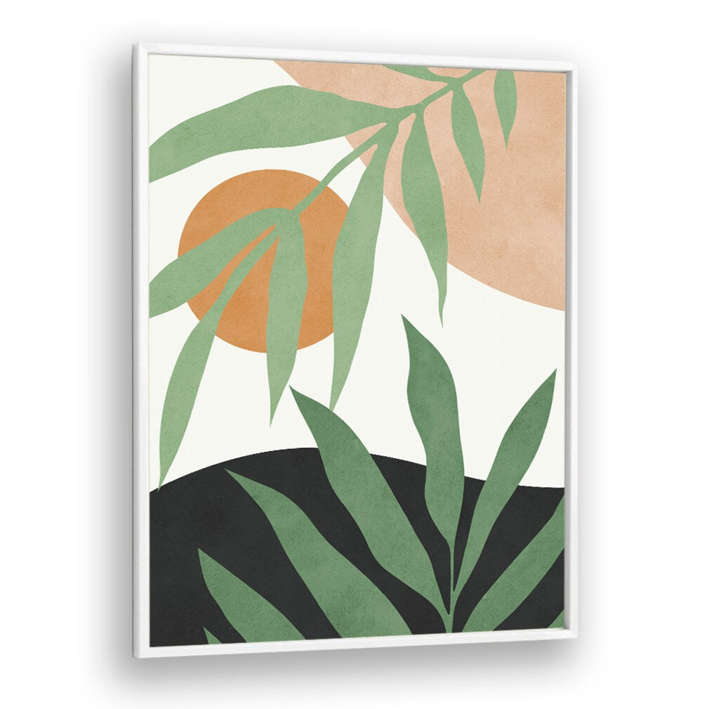Vibrant TROPICAL IV, BOHO ART PAINTINGS featuring lush leaves and warm tones, perfect for home or office decor.