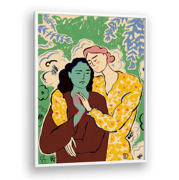 HOLDING HANDS, VIBRANT & ELECTRIC ART PRINTS showcase a colorful embrace, celebrating love and connection beautifully.