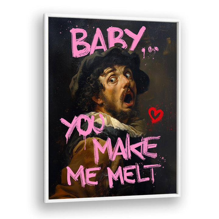 "Colorful altered art print 'BABY YOU MAKE ME MELT' by Dikhotomy, perfect for adding warmth to any space."