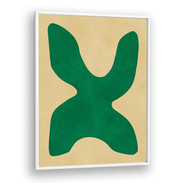 Vibrant green shapes on a beige background showcase ORGANIC ART XI, GEOMETRIC ART PRINTS for modern spaces.