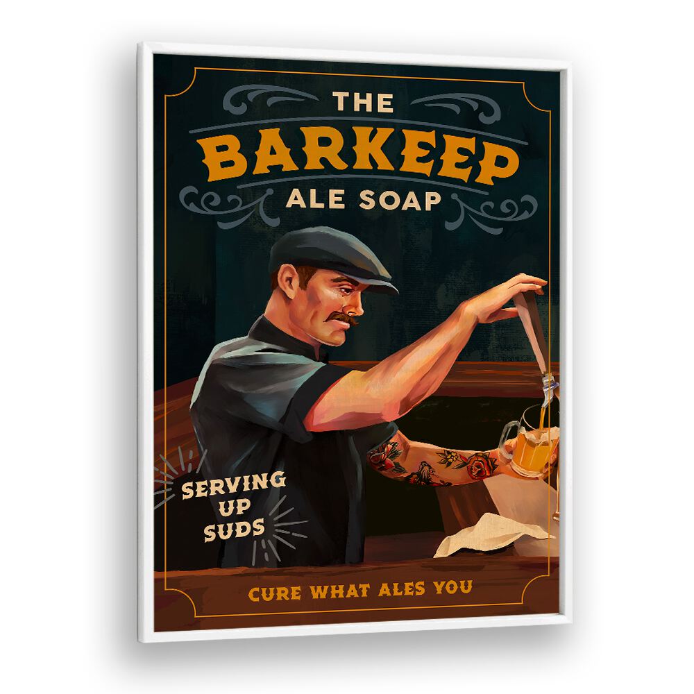 Elevate your space with the BARKEEP SOAP poster, perfect for any BAR or cafe art collection.