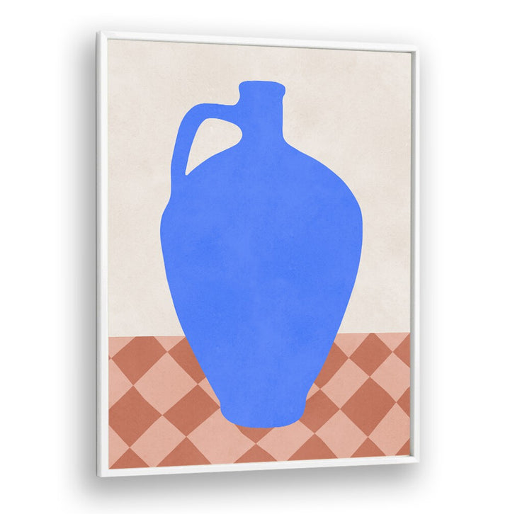 Blue vase art print with geometric designs from the TRIBAL SHAPES VII, GEOMETRIC ART PRINTS collection.