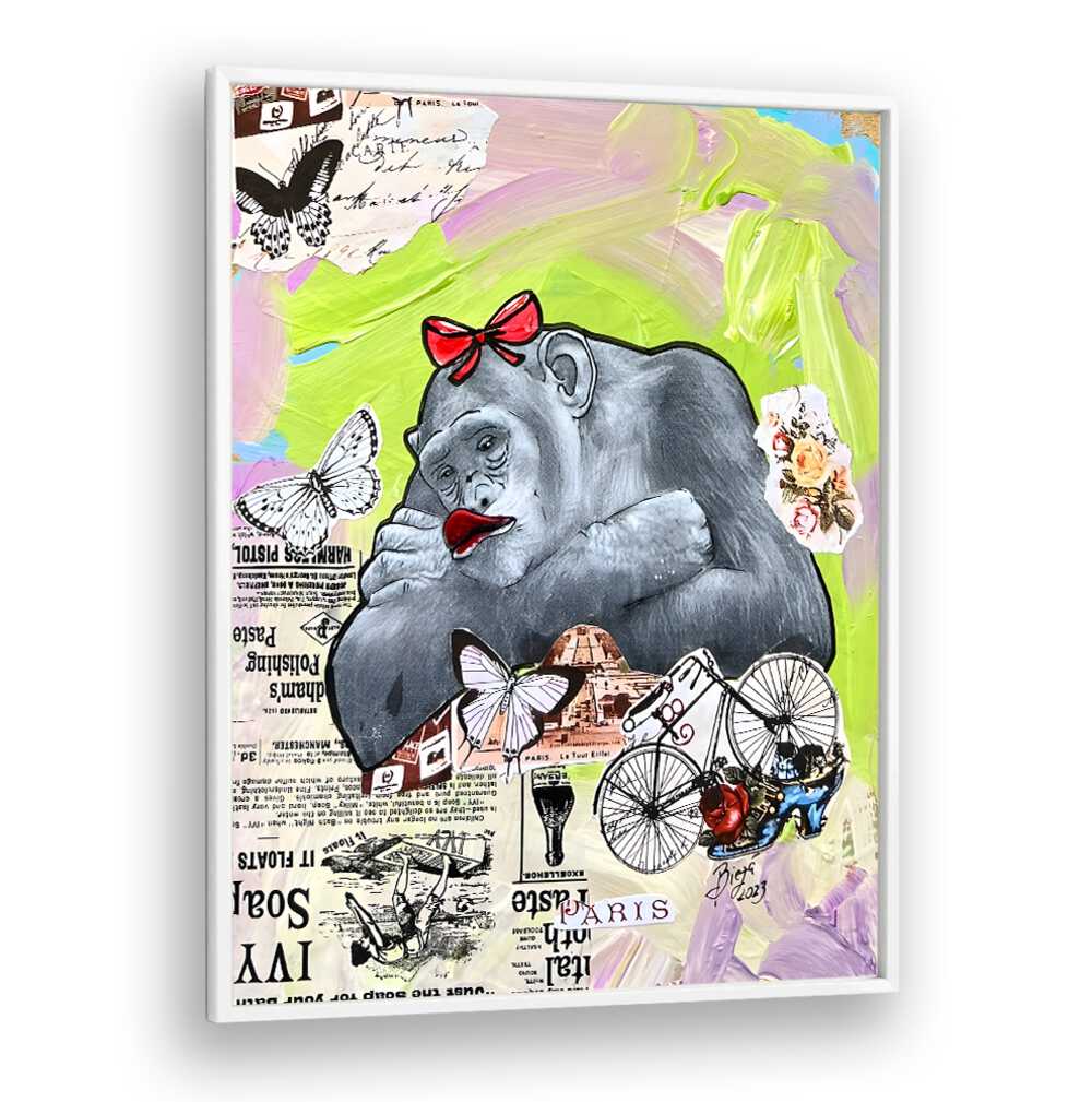 Colorful PARISIAN DAYDREAM, COMIC POSTERS featuring a whimsical gorilla, perfect for transforming your space.