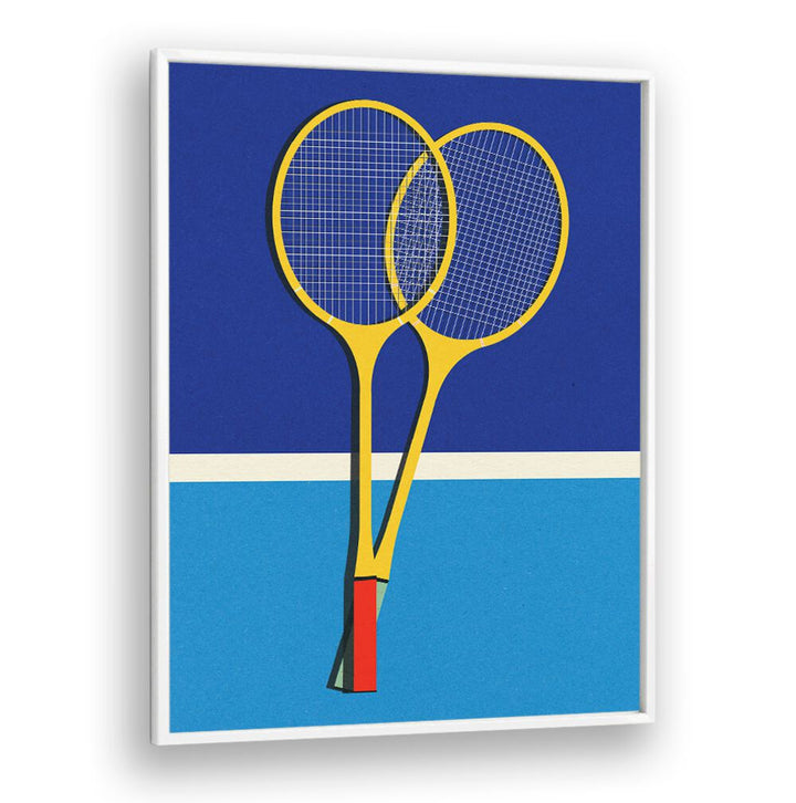 Stylish sports poster featuring vibrant badminton rackets, perfect for badminton enthusiasts and decor lovers.