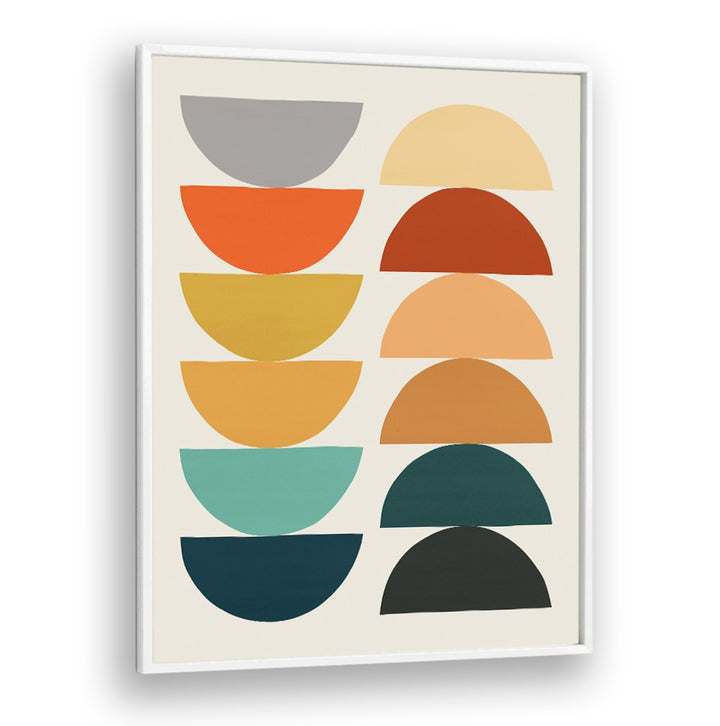 Colorful semicircles in warm tones create a stunning design in ORGANIC IX, GEOMETRIC ART PRINTS for creative inspiration.