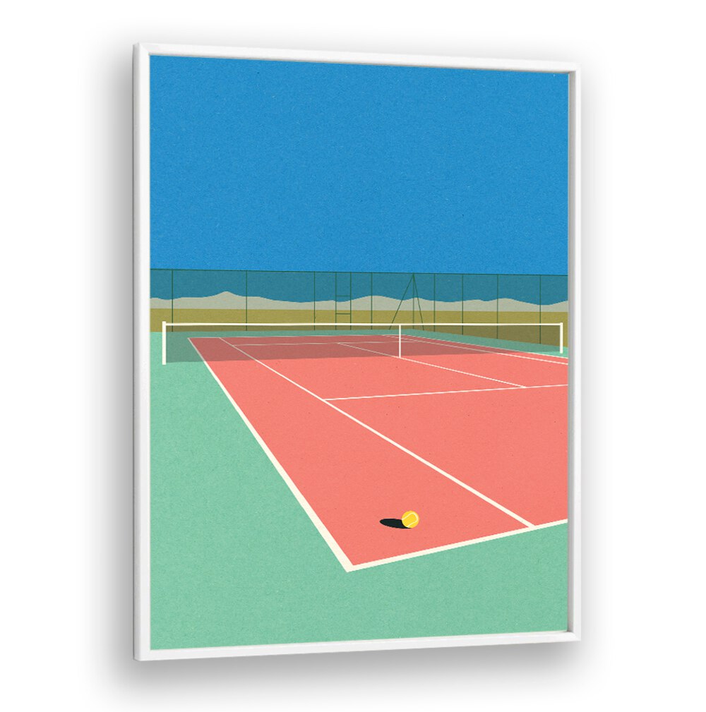 TENNIS COURT IN THE DESERT, SPORTS POSTERS showcase vibrant court scenery against stunning desert landscapes.