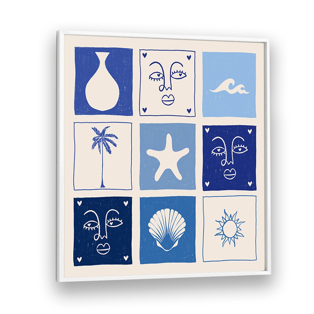 Colorful SEA CHILD, BOHO ART PAINTINGS showcasing coastal elements, perfect for enhancing your nautical-themed decor.