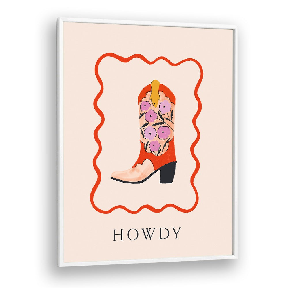 Vibrant HOWDY II, COWBOY artwork featuring a stylish boot, celebrating modern Americana and cowboy culture.