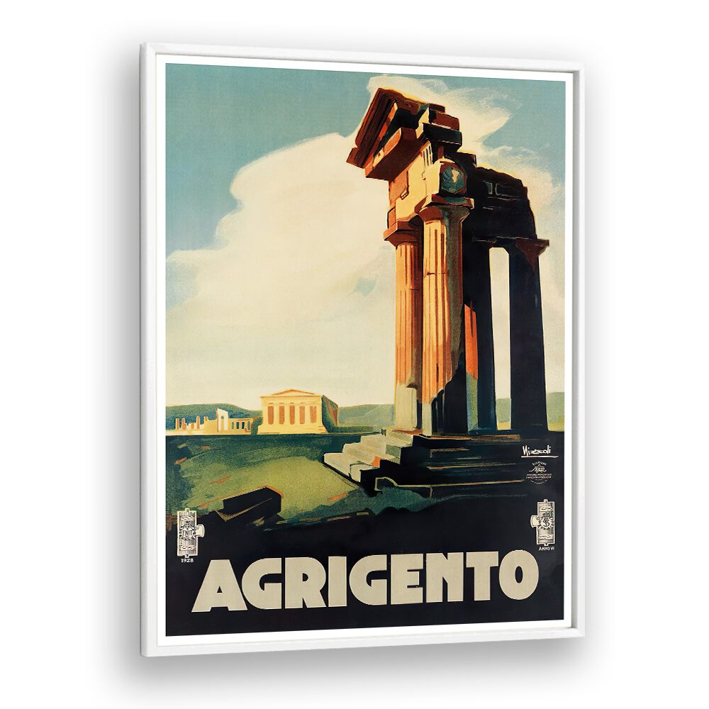 Stunning AGRIGENTO, VINTAGE TRAVEL POSTERS showcasing the historic beauty of Italy's ancient architecture.