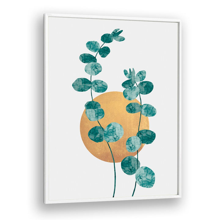 Stunning LEAVES III, FLORAL FLOWER PAINTINGS, showcasing vibrant watercolor leaves against a golden backdrop.