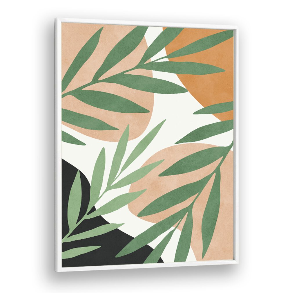 TROPICAL V, BOHO ART PAINTINGS feature leafy designs blending earthy tones for a vibrant, nature-inspired decor.