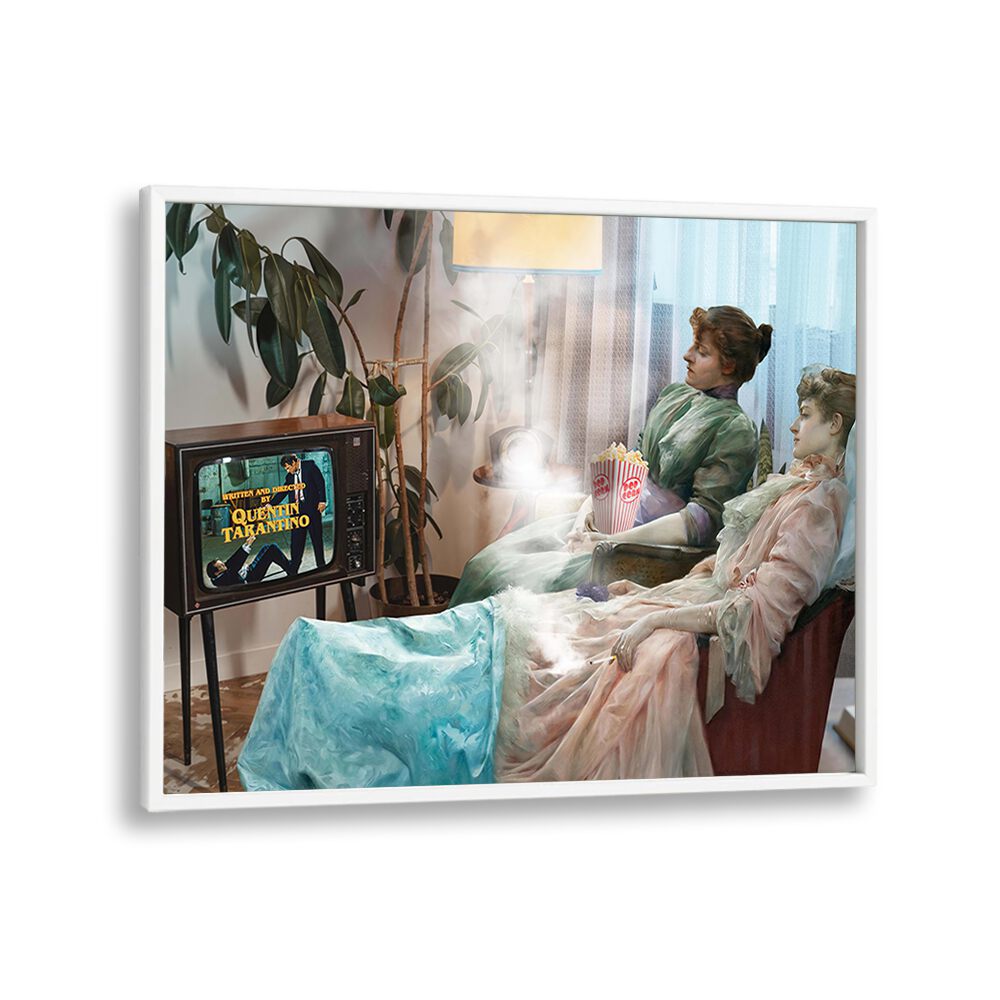 Enjoy a nostalgic scene with THE MOVIE BEGINS, ALTERED ART PRINTS, blending art and cinema magic by Dikhotomy.