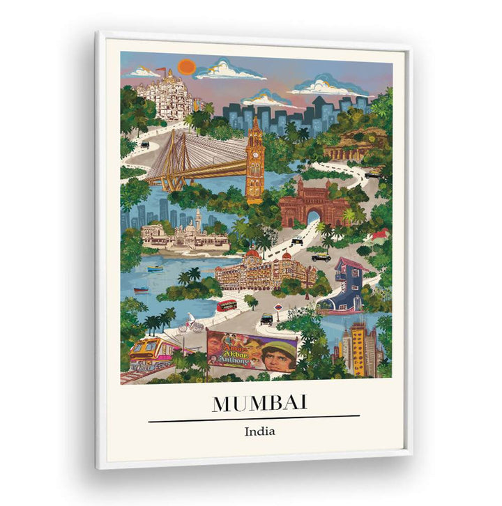 Vibrant MUMBAI, TRAVEL POSTERS by Saumya Agarwal showcasing the dynamic spirit and landmarks of India's bustling city.