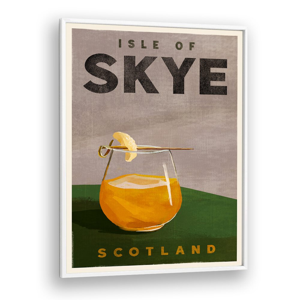 Elegant Isle of Skye Cocktail art captures Scotland's charm, perfect for any bar or cafe decor.