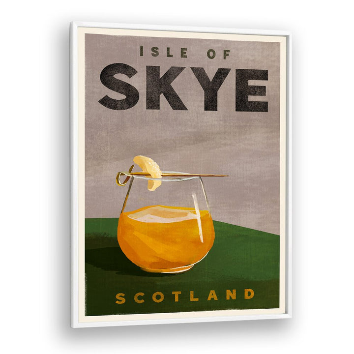 Elegant Isle of Skye Cocktail art captures Scotland's charm, perfect for any bar or cafe decor.