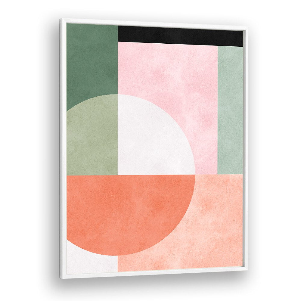 Bright and modern GEOMETRIC HARMONY III art print featuring pastel colors, perfect for contemporary decor.