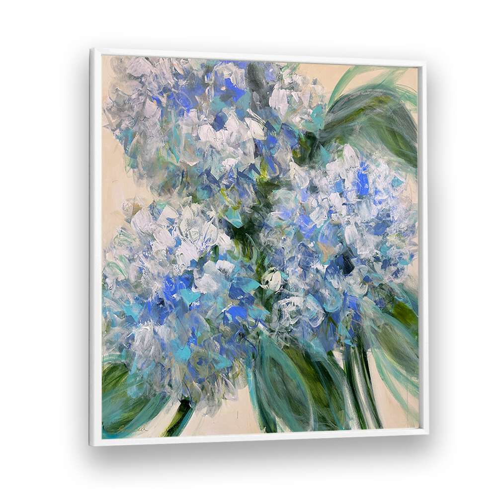 Stunning AZURE BLOOM, FLORAL FLOWER PAINTINGS featuring vibrant blue brushstrokes to enhance any modern space.