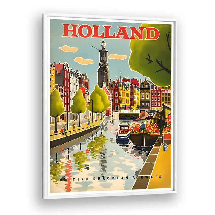 HOLLAND I, VINTAGE TRAVEL POSTERS showcasing scenic canals and charming architecture of the Netherlands.