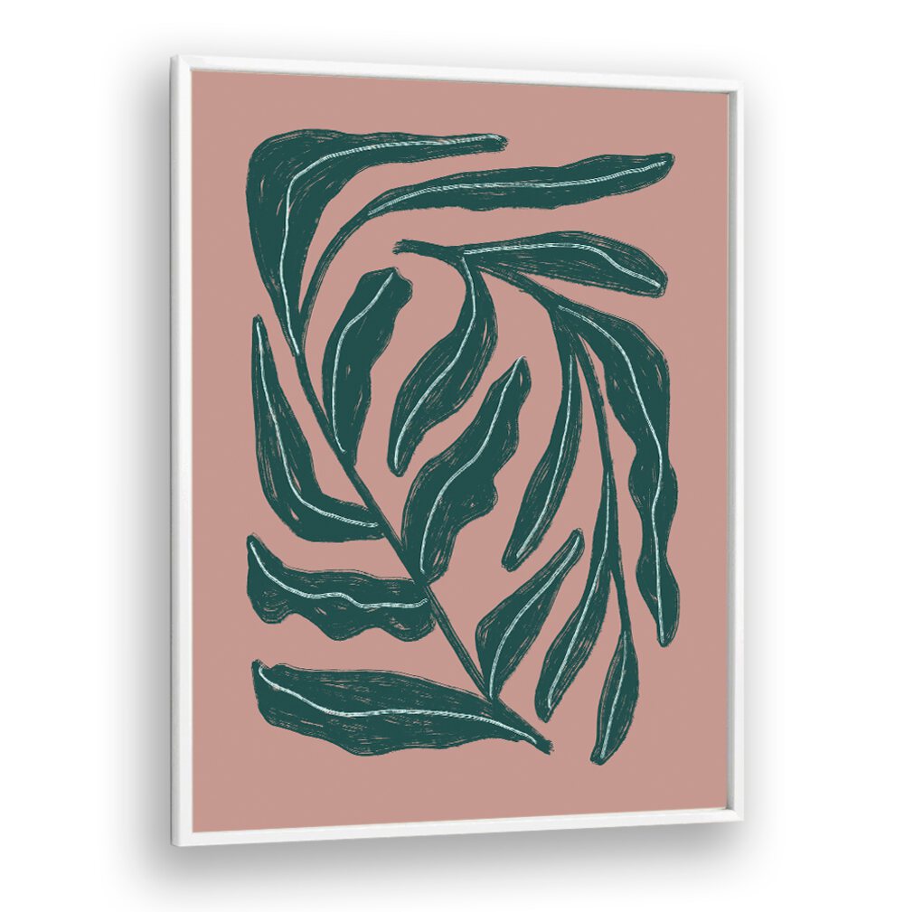 Vibrant GREEN LEAVES, FLORAL FLOWER PAINTINGS on a soft pink backdrop for a refreshing home decor touch.