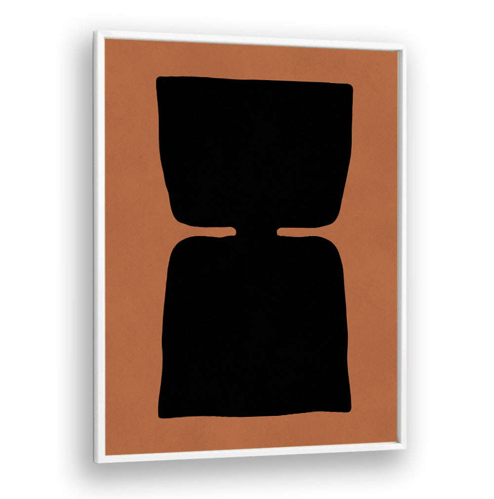 Bold black shapes on earthy tones define TRIBAL SHAPES XIX, GEOMETRIC ART PRINTS, showcasing modern and ancient design.