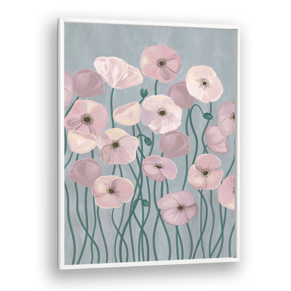 Delicate light poppies in soft hues, featured in the LIGHT POPPIES, FLORAL FLOWER PAINTINGS collection.