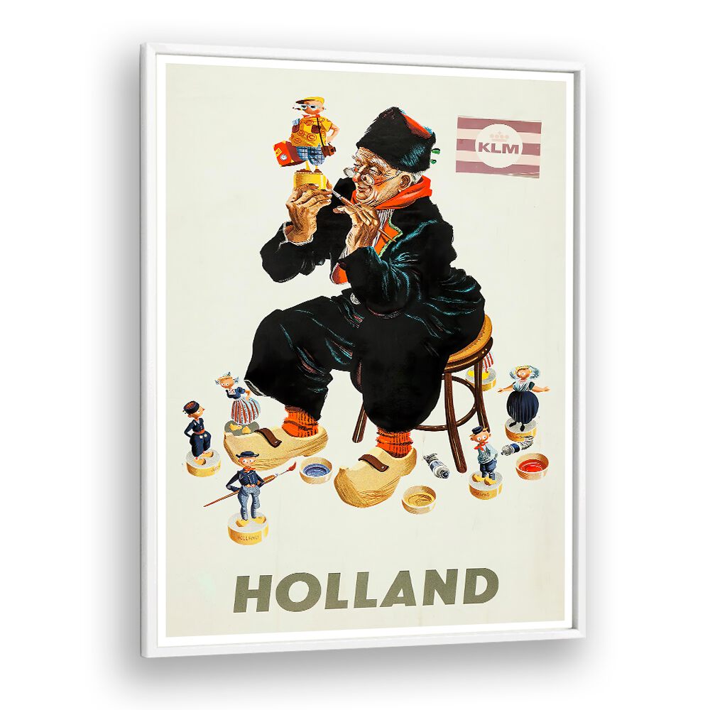 HOLLAND II, VINTAGE TRAVEL POSTERS showcase a whimsical depiction of Dutch culture and charm, perfect for any decor.