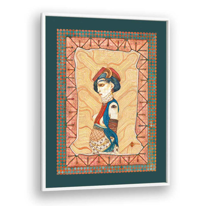 Elegant MARIA II, PORTRAITS artwork featuring a stylized figure framed in vibrant colors and intricate patterns.