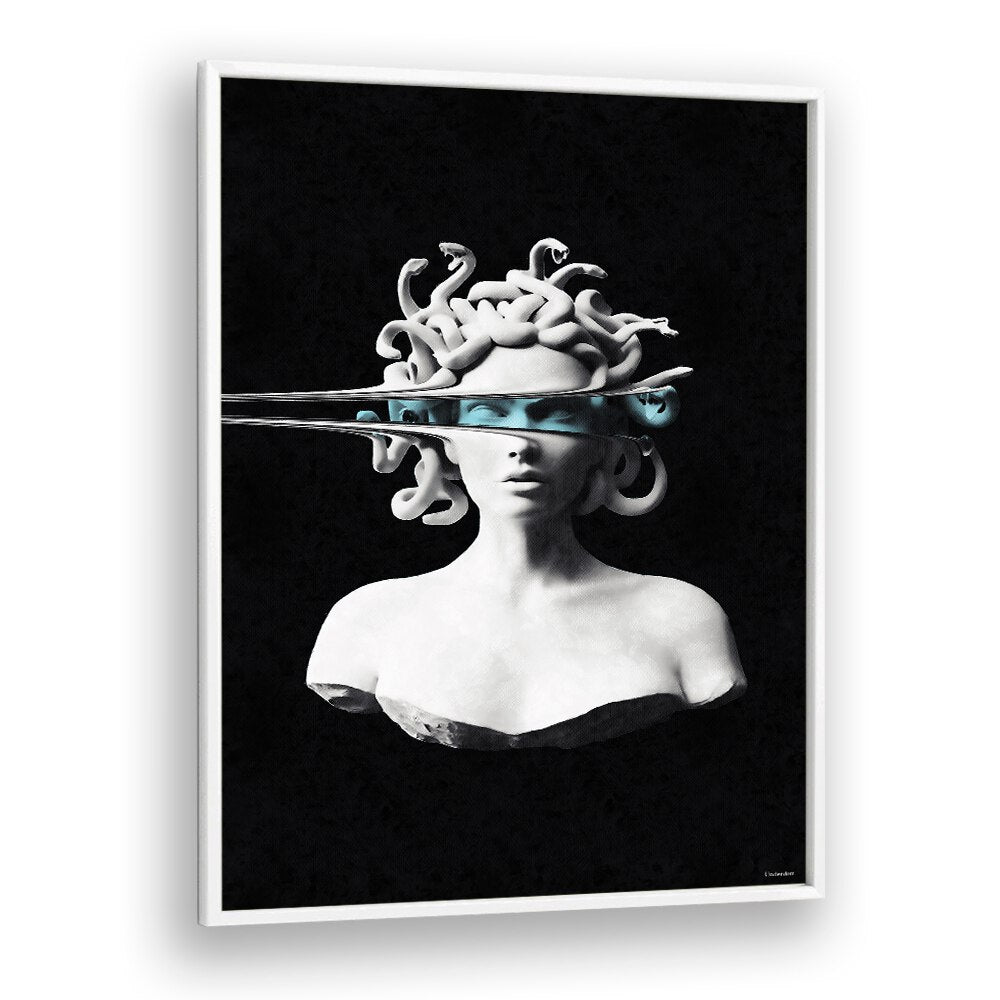 Stunning PORTRAIT OF MEDUSA, ALTERED ART PRINTS by UNDERDOTT, merging classic and modern artistry in a unique design.