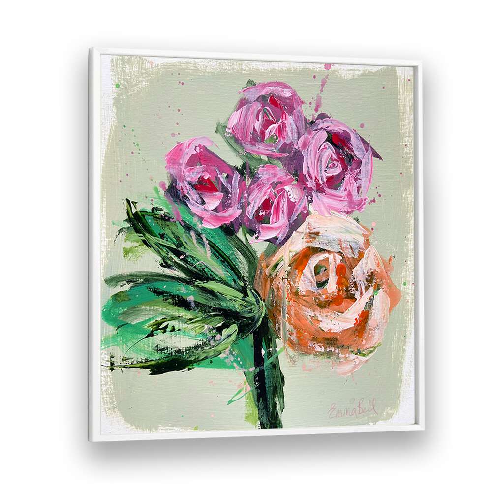 Vibrant Pink Roses, Floral Flower Paintings brighten any space with stunning abstract brushstrokes and delicate designs.