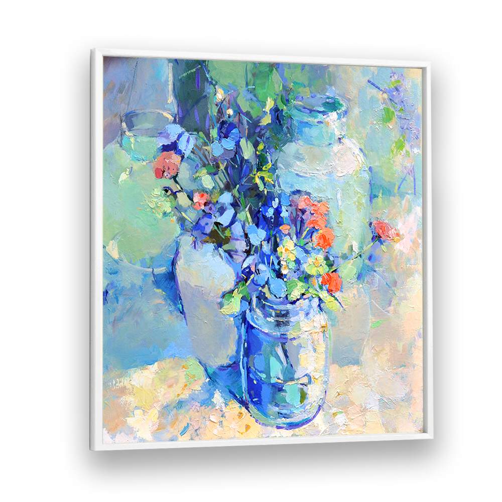 Colorful WILD FLOWERS floral flower paintings in jars, perfect for nature lovers and vibrant home decor.